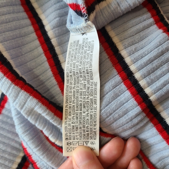 M Forever 21 Blue Striped Ribbed Short Sleeve Bodycon Dress - Picture 10 of 11